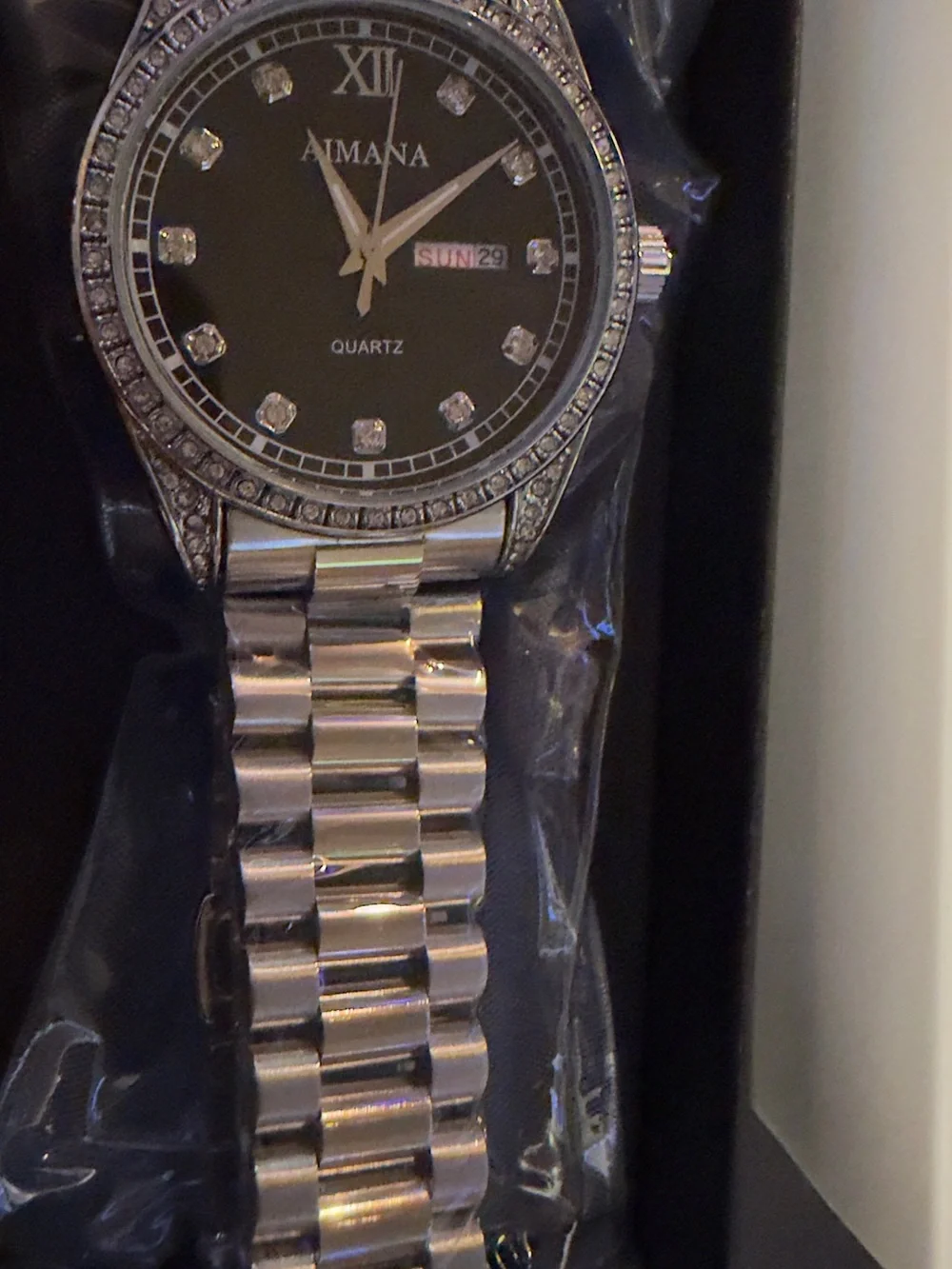 Silver-Tone Quartz Watch with Crystal Accents - Silver